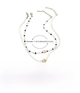 Spécifications détaillées des tailles et mesures du collier de perles avec pendentif coquillage