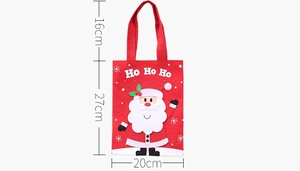 Cartoon Santa red Christmas gift bag with size labels 20cm by 27cm for holiday decor