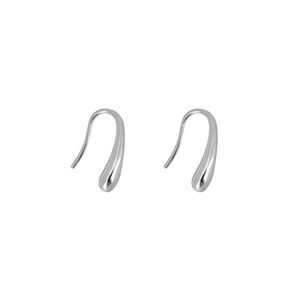 Elegant silver teardrop hook earrings with high-polished mirror finish in minimalist design