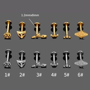 Assortiment de piercings en acier inoxydable 316L dorés et argentés, taille 1,2x8mm