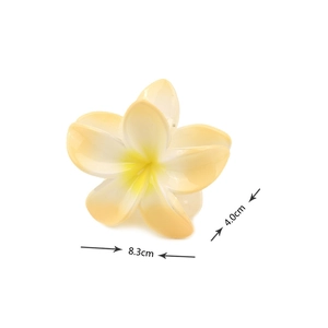8.3cm cream gradient plumeria flower hair claw clip with a glossy translucent finish