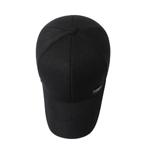 Casquette de baseball noire pour hommes avec logo sport et plaque métallique latérale