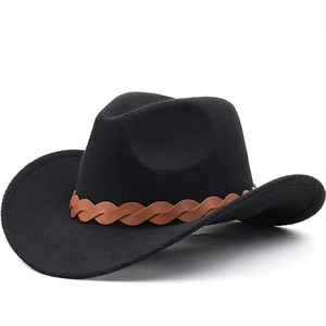 Chapeau De Cow-Boy Western Large Bord Feutre Fedora Avec Bande Tressée Pour Hommes Et Femmes Voyage En Plein Air Style Jazz