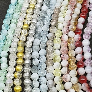 Macro shot of 10mm colorful cracked glass beads for DIY bracelet jewelry making