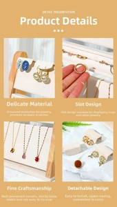 Detailed wood and velvet jewelry stand set for necklace ring and earring display