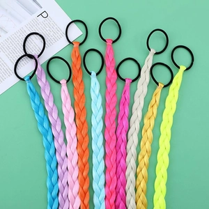 Colorful hair extension braids for girls, 12 pieces of synthetic fiber braided elastics
