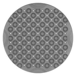 Tapis de bain rond en TPE gris antidérapant avec trous de drainage et ventouses de sécurité