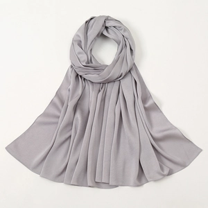 Dark grey silk-feel bubble satin hijab scarf for women with fine edge stitching