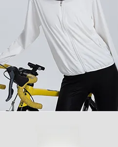 Detail of white breathable sun protection face mask with full cover and cooling fabric