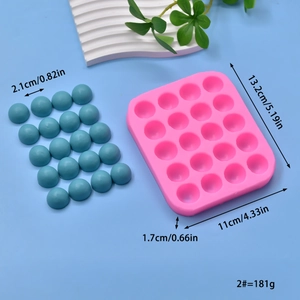 Pink 20-cavity silicone mold for small semi-sphere cakes, chocolates, and DIY crafts