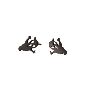 Cute black stainless steel ghost stud earrings for Halloween, minimalist cartoon design