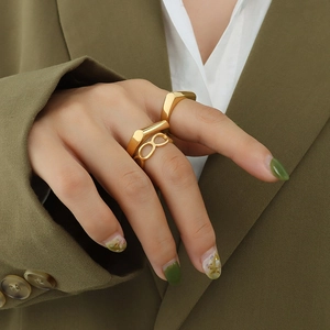 Minimalist Geometric Rectangle Ring Titanium Steel Polished Flat Top Signet Band Finger Jewelry For Women Men