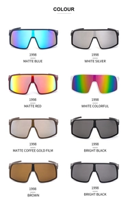 Detailed color options for sports cycling sunglasses featuring a 2x4 matrix of frame styles