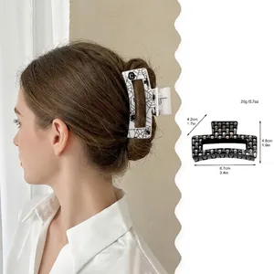 Halloween square hair claw clips with spider web and skull prints for women