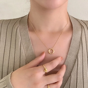 925 Sterling Silver Necklace With Irregular Circle Pendant Minimalist Korean Style For Women