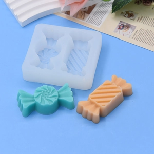 Dual-cavity candy silicone mold for DIY cake baking with spiral and striped patterns