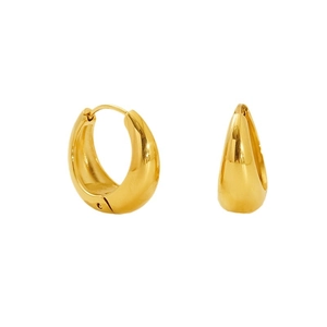 Orecchini a cerchio in acciaio inossidabile placcato oro 18k con design a goccia lucida