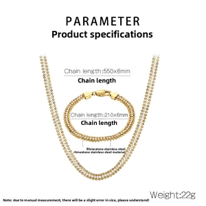 Specifiche tecniche del set collana e bracciale in acciaio dorato con zirconi lucidi