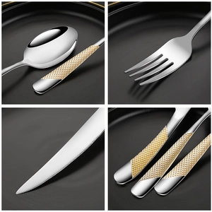 Star Diamond stainless steel cutlery set with gold-plated diamond pattern handles