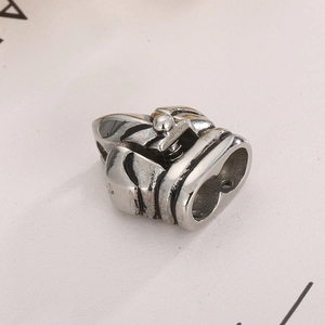 Polished stainless steel robot head clasp for DIY leather cord bracelets and jewelry