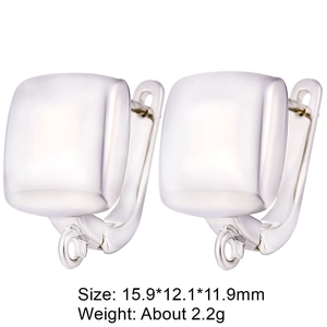 Detailed view of geometric copper zircon earring findings with dimensions 15.9x12.1mm