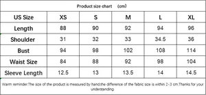 Detailed size chart for V-neck dress including bust, waist, and length in centimeters