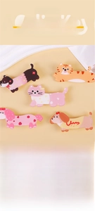 Detailed view of high-definition printed acrylic cartoon dog and cat badges and pins