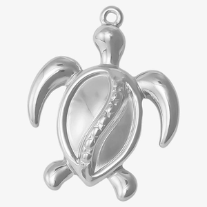 Polished silver 304 stainless steel turtle pendant charm for DIY ocean themed jewelry making