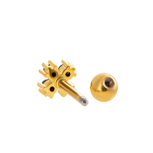 Gold stainless steel screw ball stud earrings featuring sparkling cubic zirconia stones