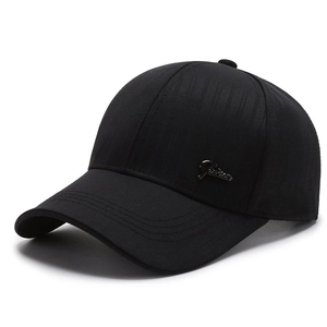 Classic black baseball cap with silver Fashion metal emblem and durable twill fabric finish
