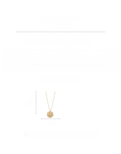 Size chart detail of a vintage zircon rotating flower pendant necklace in gold copper finish