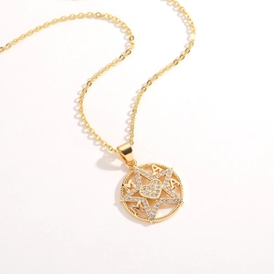 Golden MAMA necklace with star pendant and crystal heart for Mother's Day gift