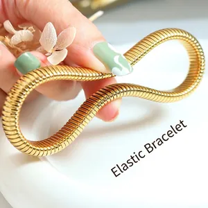 Elastic gold-plated stainless steel snake bone bracelet in elegant Chinese style