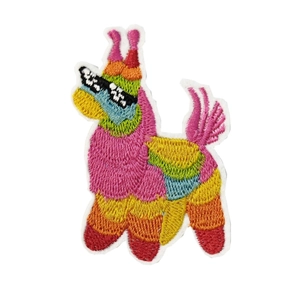 Rainbow striped llama embroidery patch with sunglasses for clothing and bag DIY