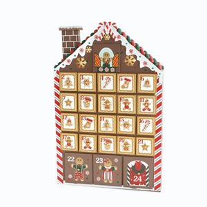 24-day Christmas gingerbread house wooden advent calendar for home holiday decoration