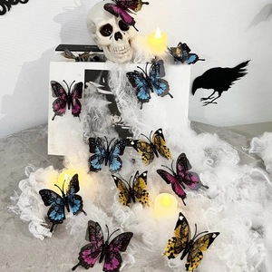 Vibrant 3D butterflies on white spiderwebs for festive Halloween home decoration