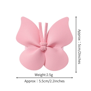 Pink leather butterfly hair clip for girls with precise weight and size dimensions
