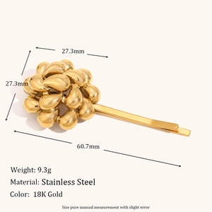 Barrette à cheveux vintage en acier inoxydable plaqué or 18 carats au motif grec