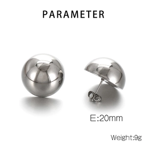 Detail von 20mm silbernen Hohlherz-Ohrsteckern mit Gewichts- und Maßangaben