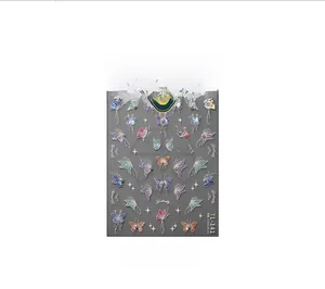 Detailed 5D butterfly nail stickers with 3D embossed texture and pearl accents TL-141
