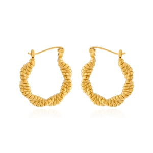 Minimalist twisted knot hoop earrings in gold plated stainless steel for women