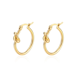 Knot Hoop Earrings Stainless Steel Minimalist French Chic Non Fading High Polished Geometric Jewelry For Women