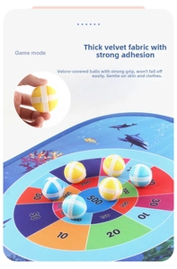 Detail of thicken flannel ocean target board and sticky balls for kids dart game