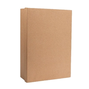 Brown corrugated cardboard gift box with lid in a minimalist vertical presentation