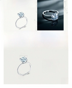 Detail view of S925 silver 9mm solitaire ring with classic six-prong setting detail
