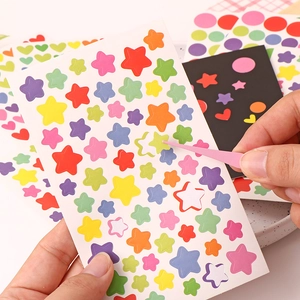 Colorful Shape Stickers Heart Star Round DIY Scrapbooking Handbook Decoration Multi Color Adhesive Decals For Kids