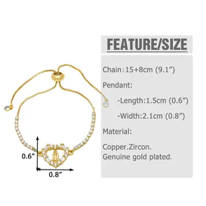 Detail showing 9.1 inch gold plated chain with zircon heart pendant measurements