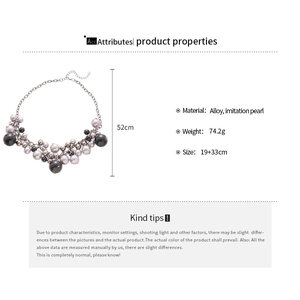 Detailed size specifications for irregular imitation pearl fringe necklace with alloy chain