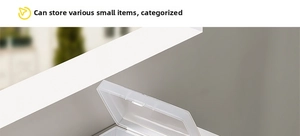 Macro detail of a clear frosted plastic mini organizer box with a flip lid for small items