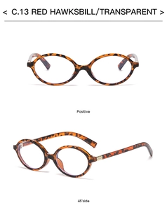 Macro detail of oval tortoiseshell glasses frame C13 from front and 45 degree angle views